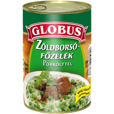 Zöldborsó főzelék pörkölttel 400 g GLOBUS Zöldborsó főzelék pörkölttel 400 g GLOBUS
