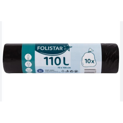 Kukazsák fekete 110 l 10 db-os FOLISTAR Kukazsák fekete 110 l 10 db-os FOLISTAR