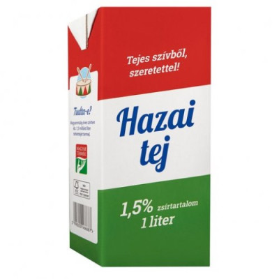 UHT Tej 1,5 % 1 l (12 db/#) HAZAI UHT Tej 1,5 % 1 l (12 db/#) HAZAI